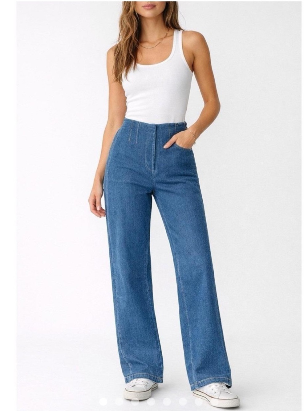 JASON WU Women's Blue Denim Boot Cut Mid Rise Jeans Wide Leg Boho Hippie SZ 4